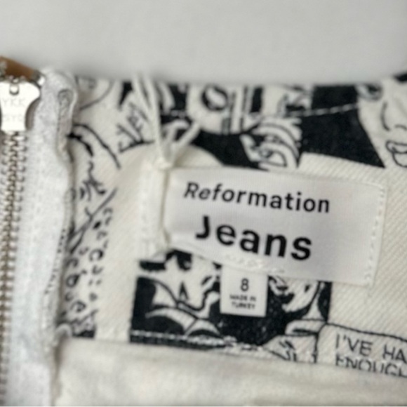 Reformation Black and White Comic Print Jeans - Picture 3 of 5